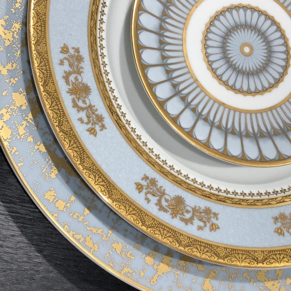 Deschoulieres Arcades Grey and Gold Bread and Butter Plate