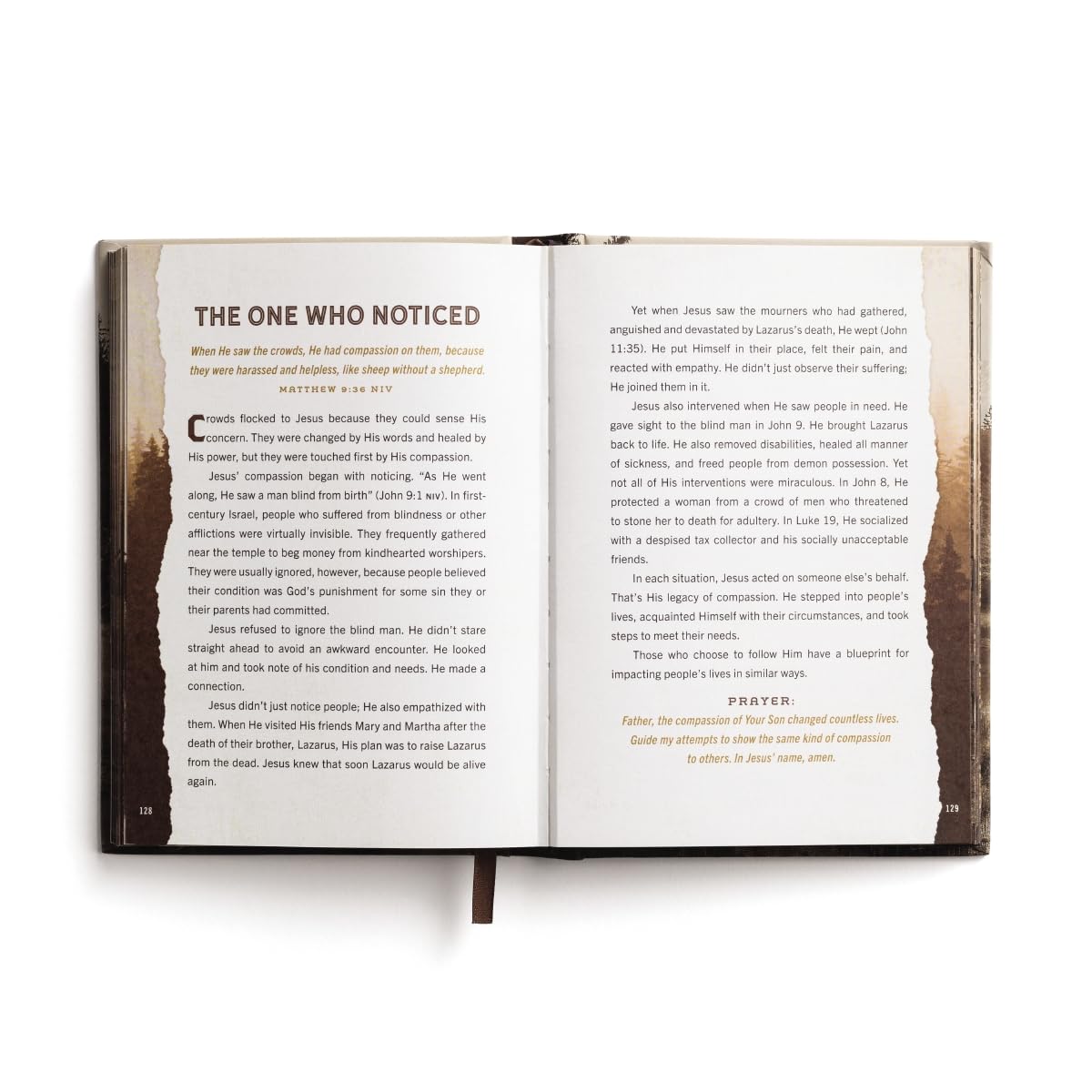 Open book with text on a white background