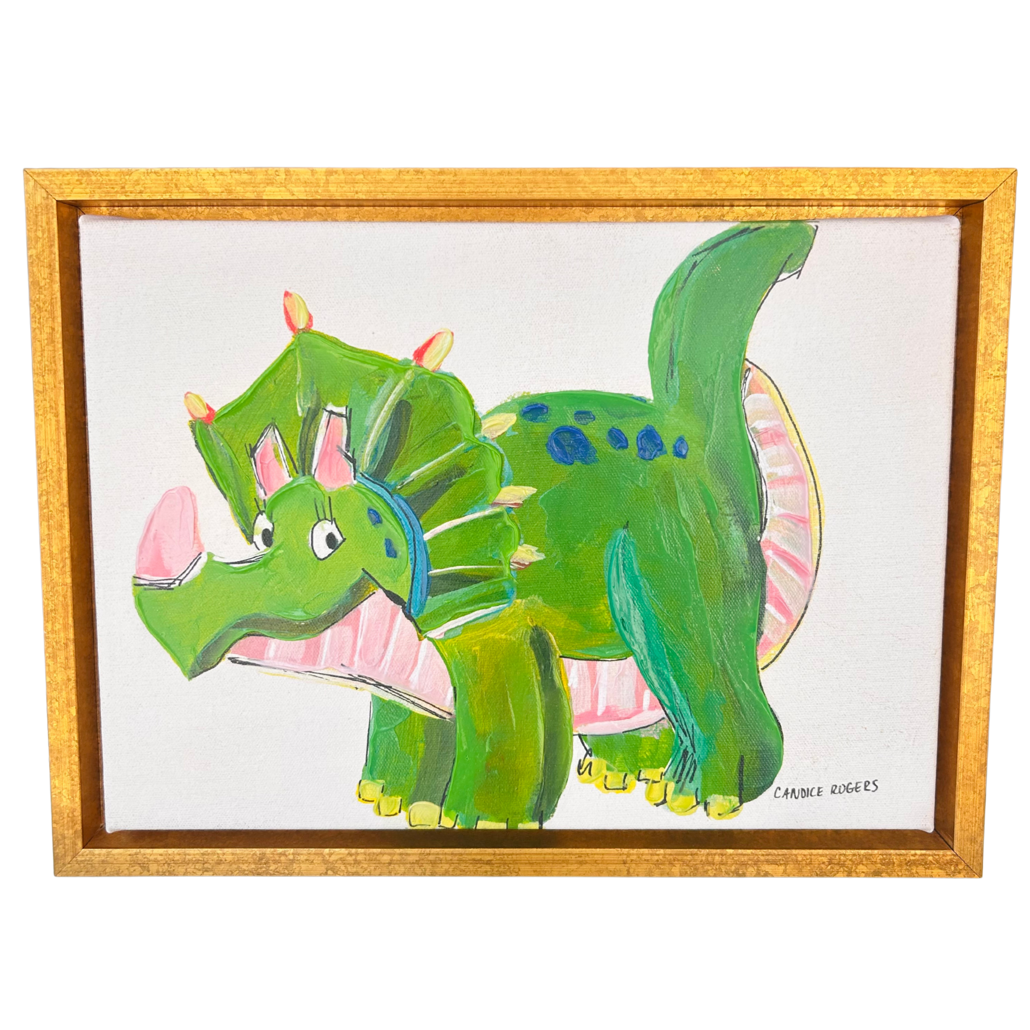 Dino Thin Floating Gold Framed Canvas