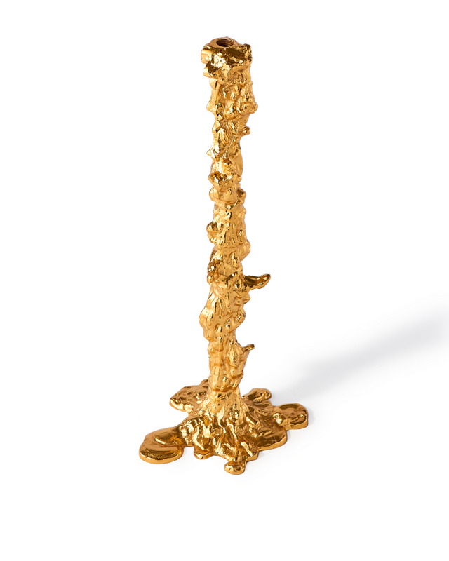Set of 2 XXL Gold Drip Candle Holder