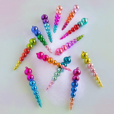 Hot Pink  Rainbow Reflective Ombre Finial Ornament