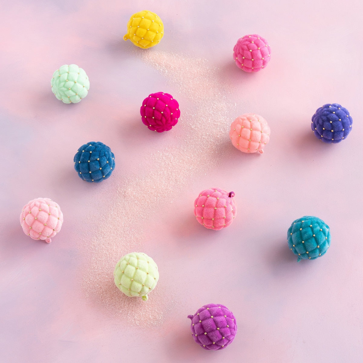 Hot Pink Flocked Trapunto Ball Ornament