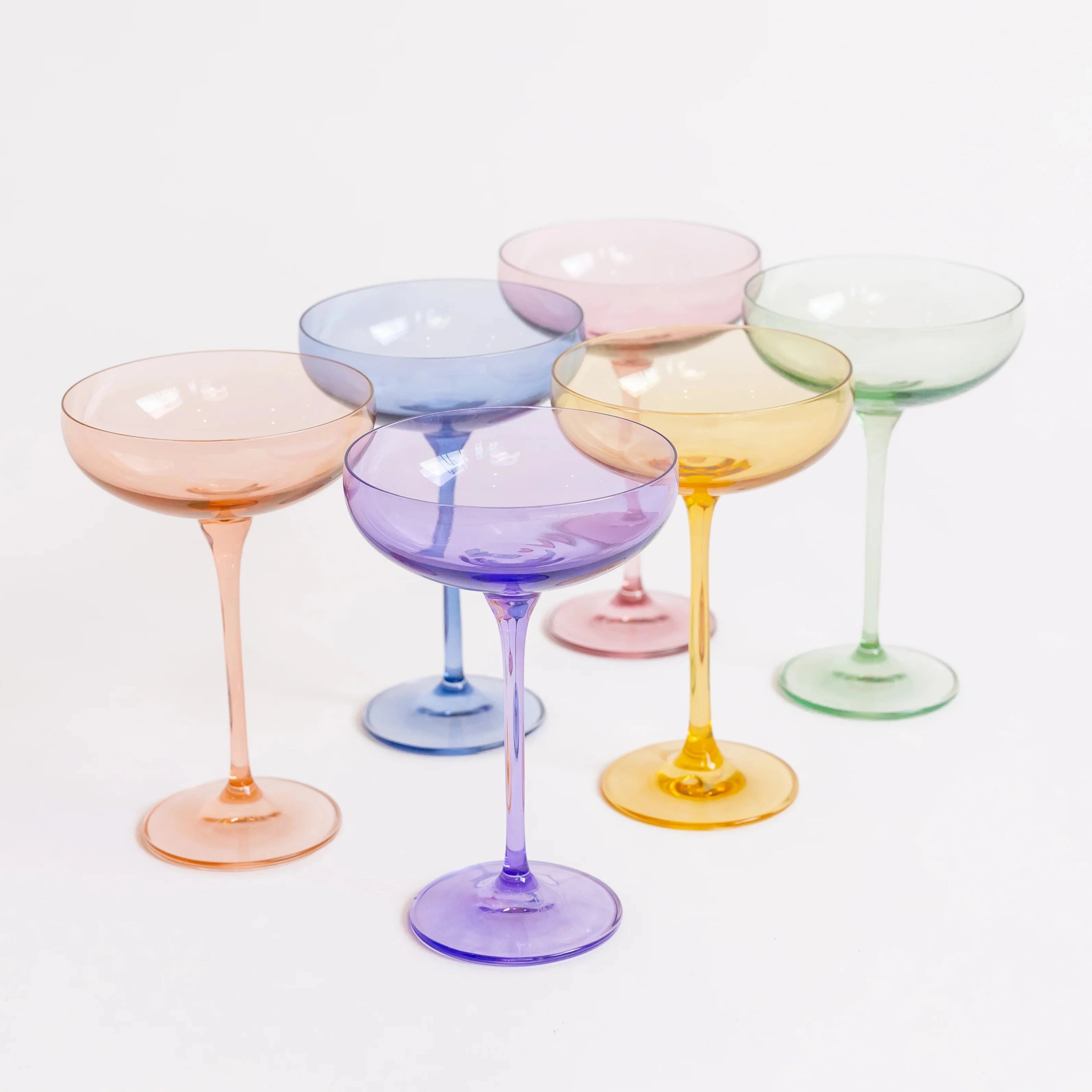 Estelle Colored Champagne Coupe Stemware {Pastel Mixed Set}