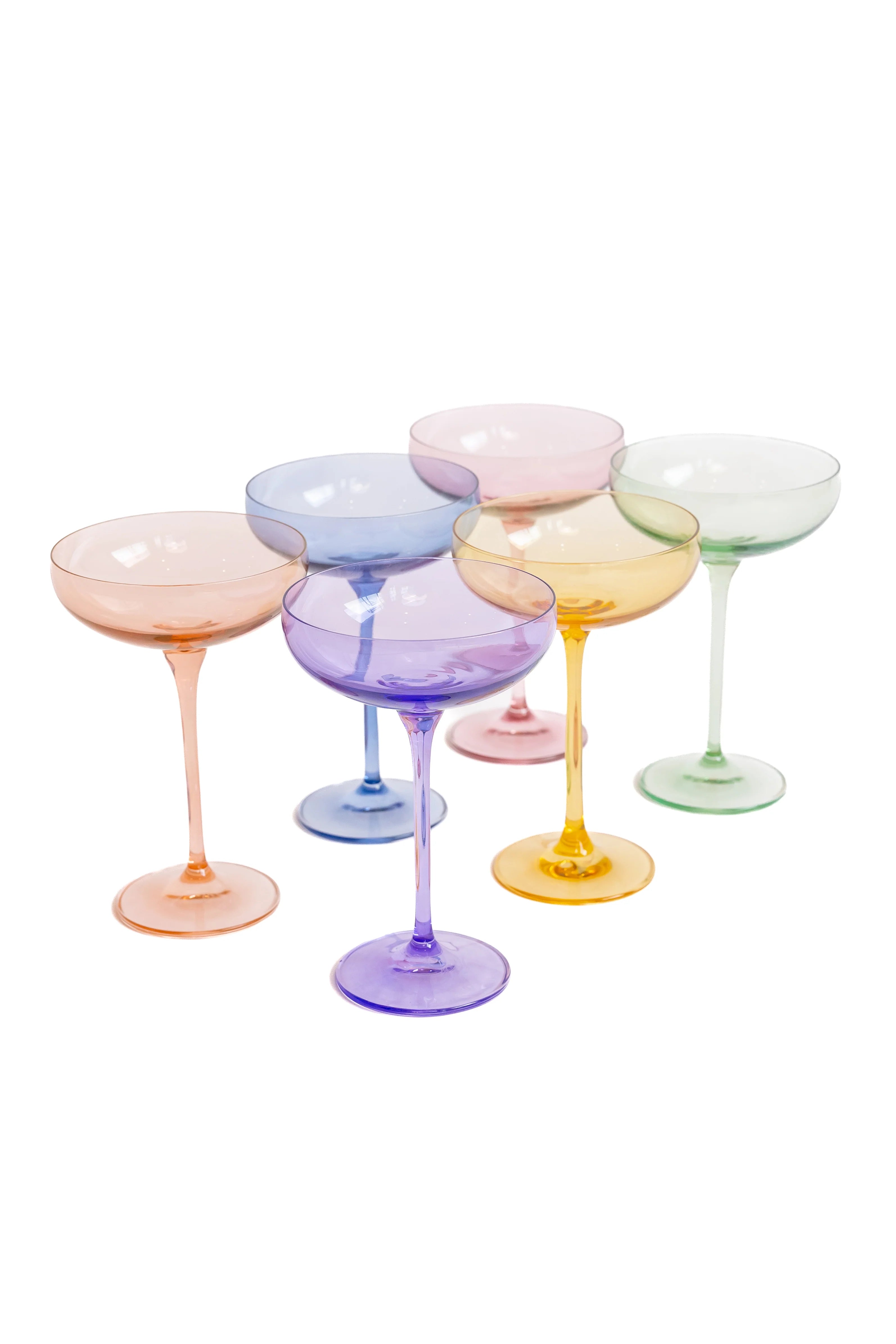 Estelle Champagne Coupe Stemware - Pastel Mixed Set