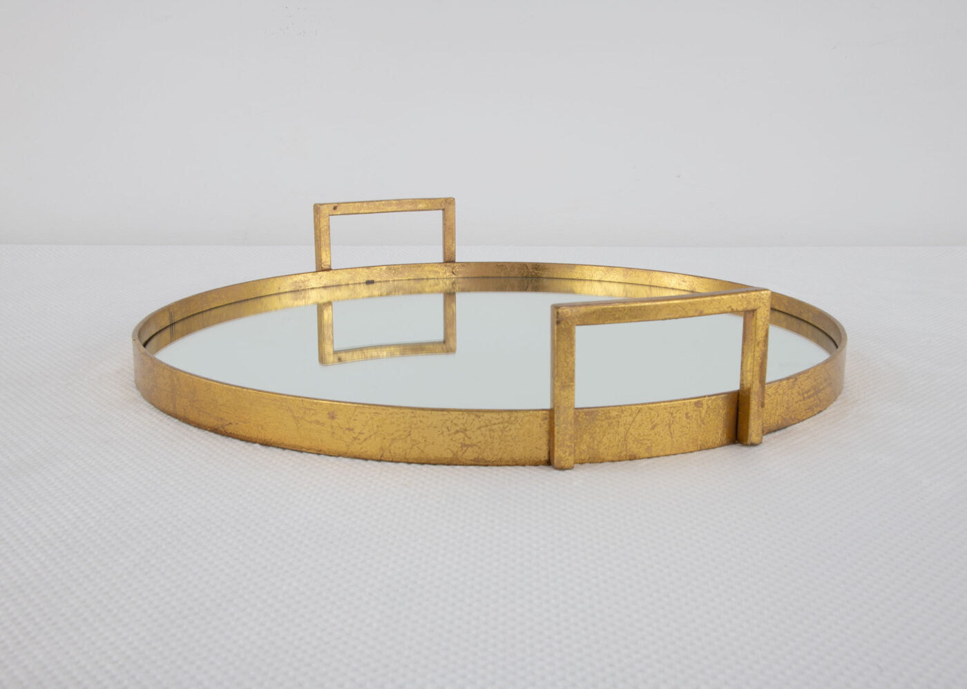 Gold Round Mirrored Tray