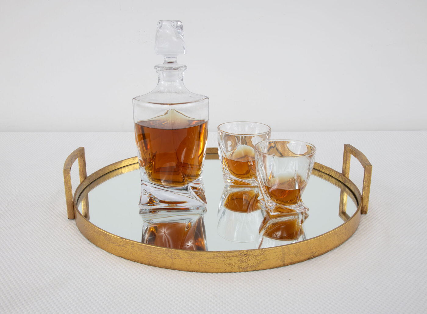 Gold Round Mirrored Tray