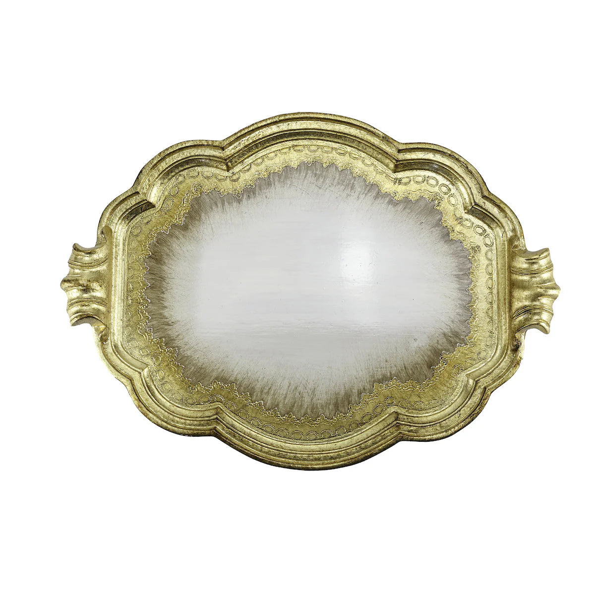 Large Gold Florentino Antique Wooden Tray