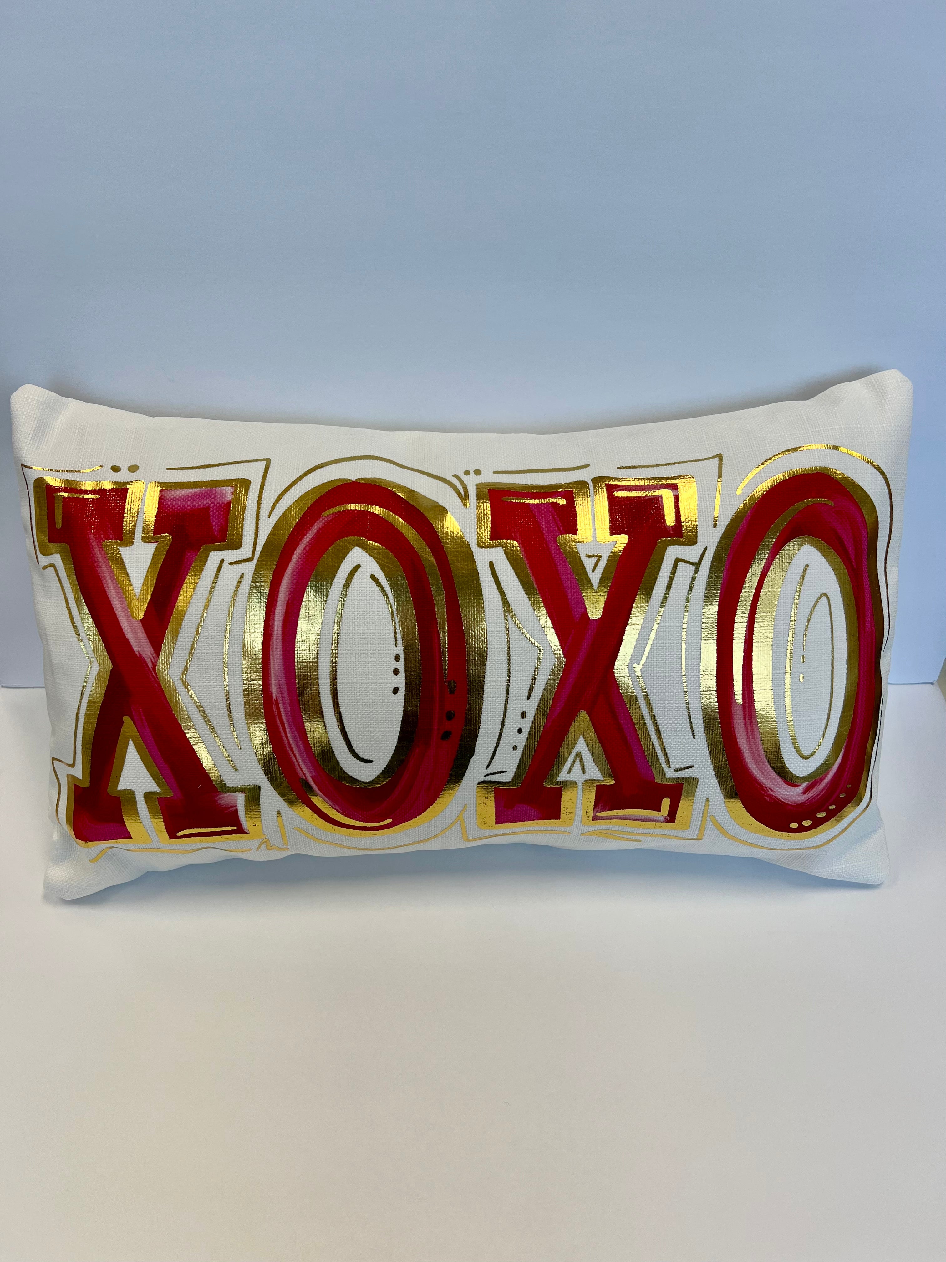 Gold Foil Red XOXO Pillow