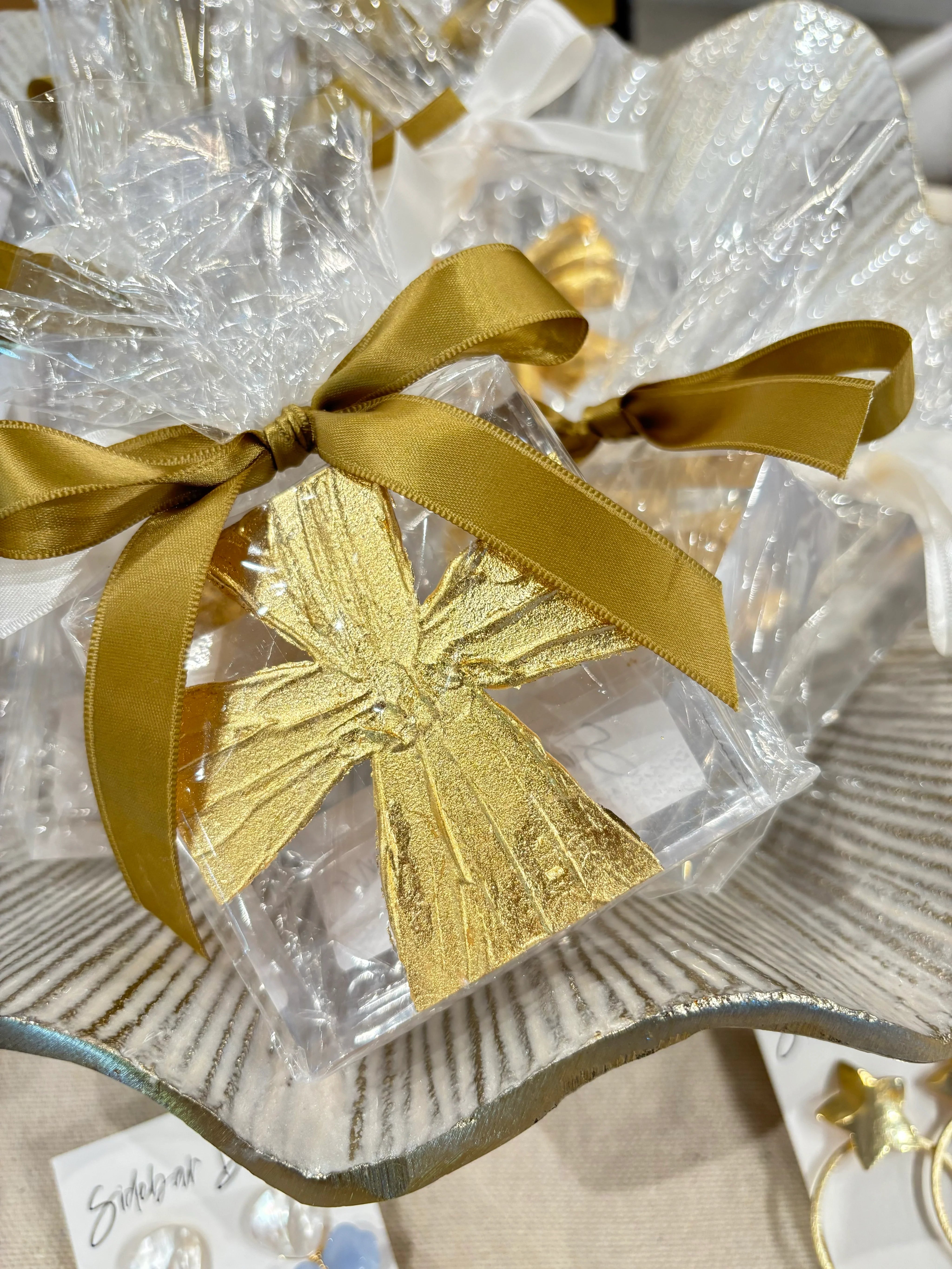 Wide Gold Cross Acrylic Block