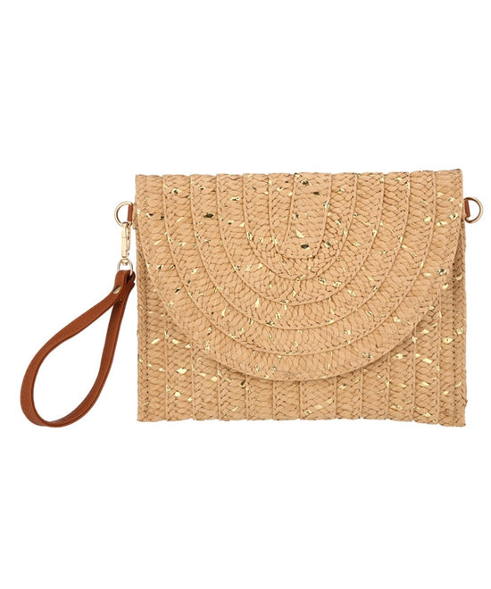 Half Moon Flap Straw Clutch