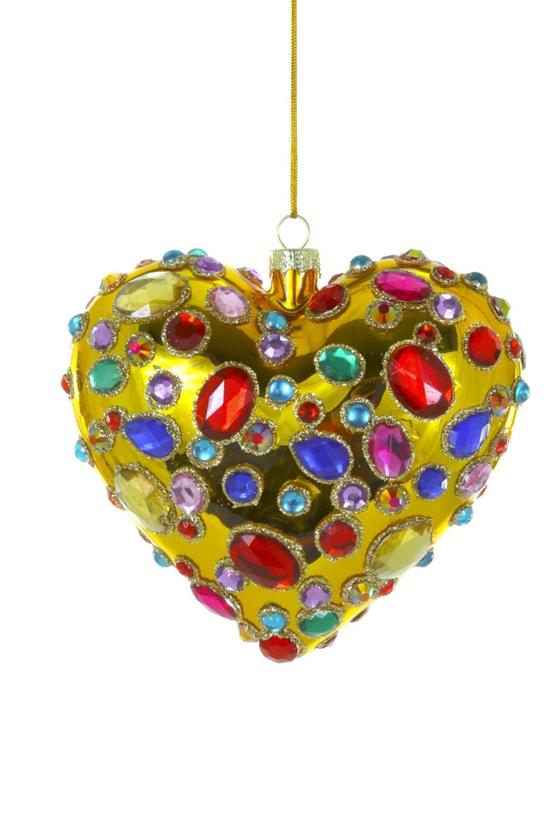 Gold Flittering Magpie Heart Ornament