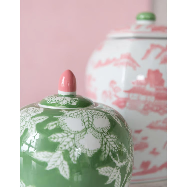 Green Bird Garden Ginger Jar
