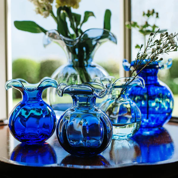 Hibiscus Glass Indigo Bud Vase