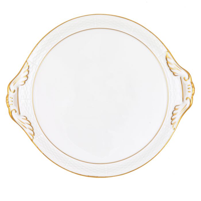 Round Tray with Handles - Golden Edge