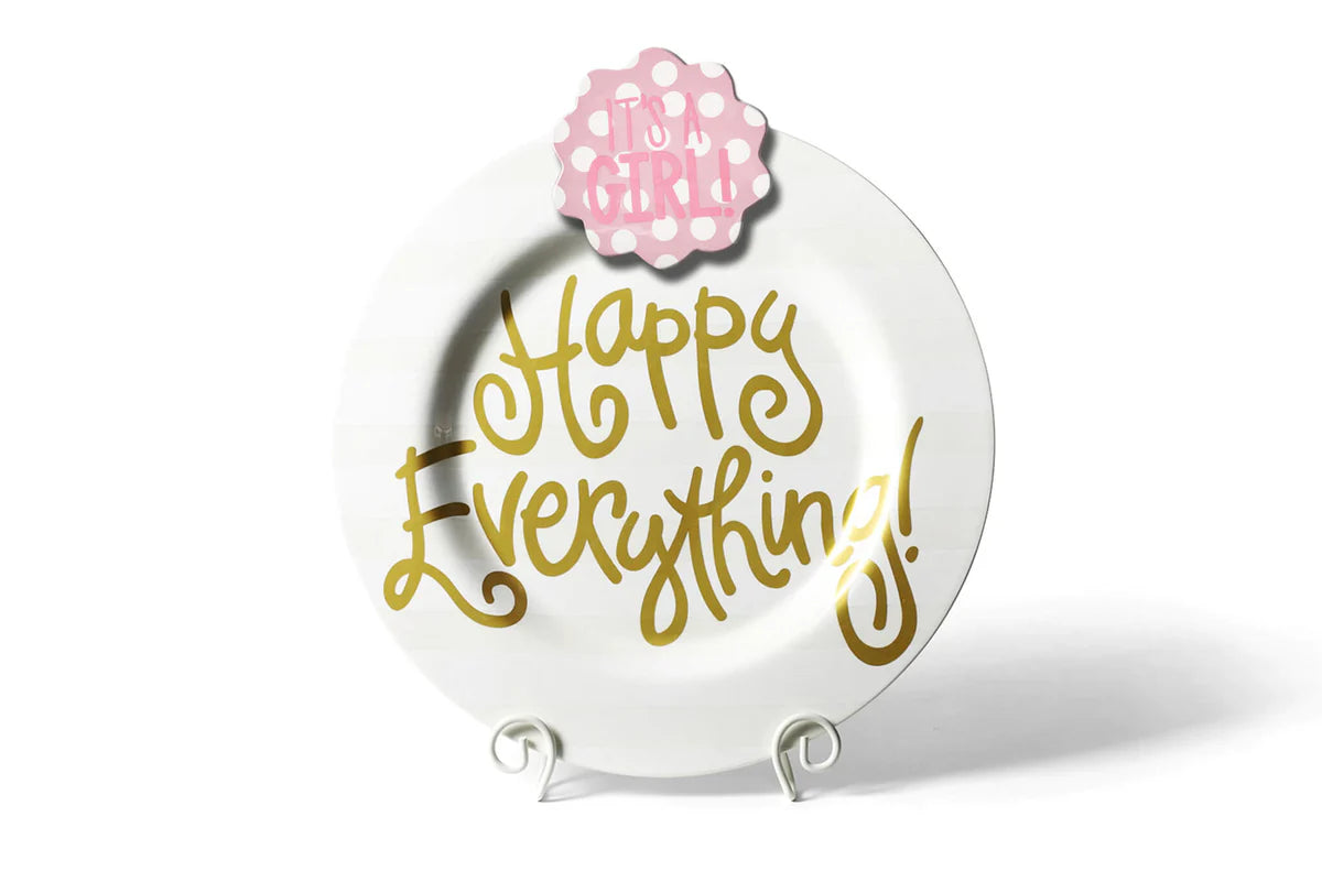White Stripe Big Happy Everything! Round Platter