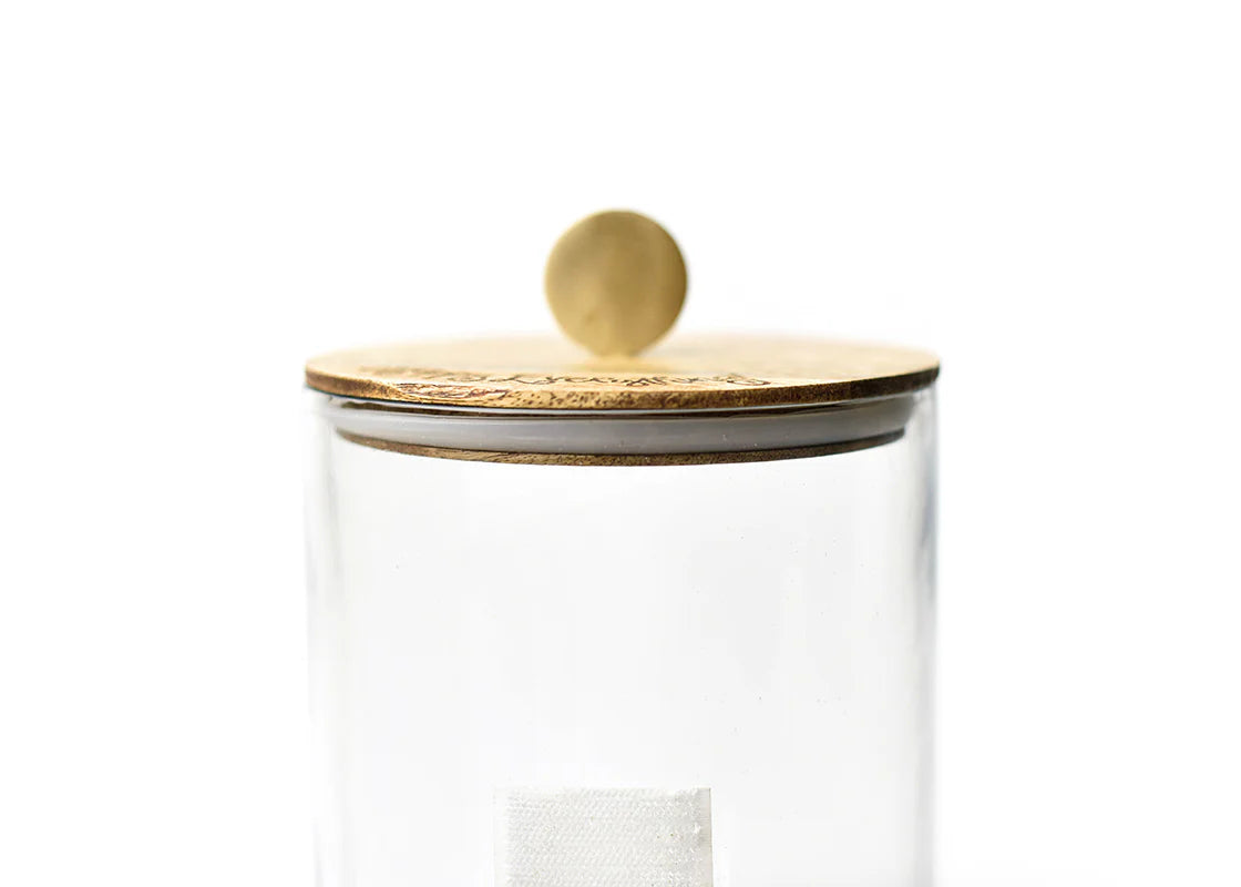 WOODEN LID HAPPY EVERYTHING GLASS JAR