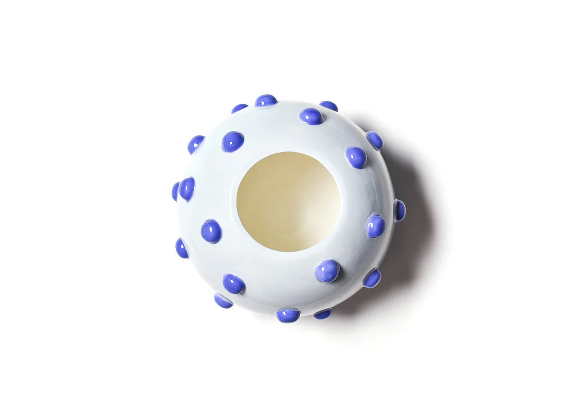 IRIS BLUE LARGE ROUND VASE WITH KNOBS