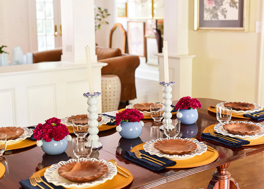 IRIS BLUE MEDIUM ROUND VASE WITH KNOB HANDLES