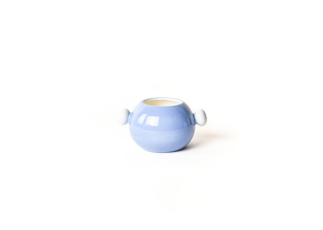IRIS BLUE MEDIUM ROUND VASE WITH KNOB HANDLES