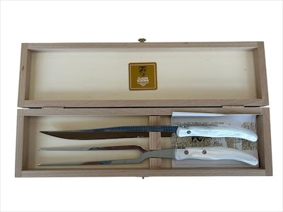 Berlingot Box of 2 Carving Set | White Handle
