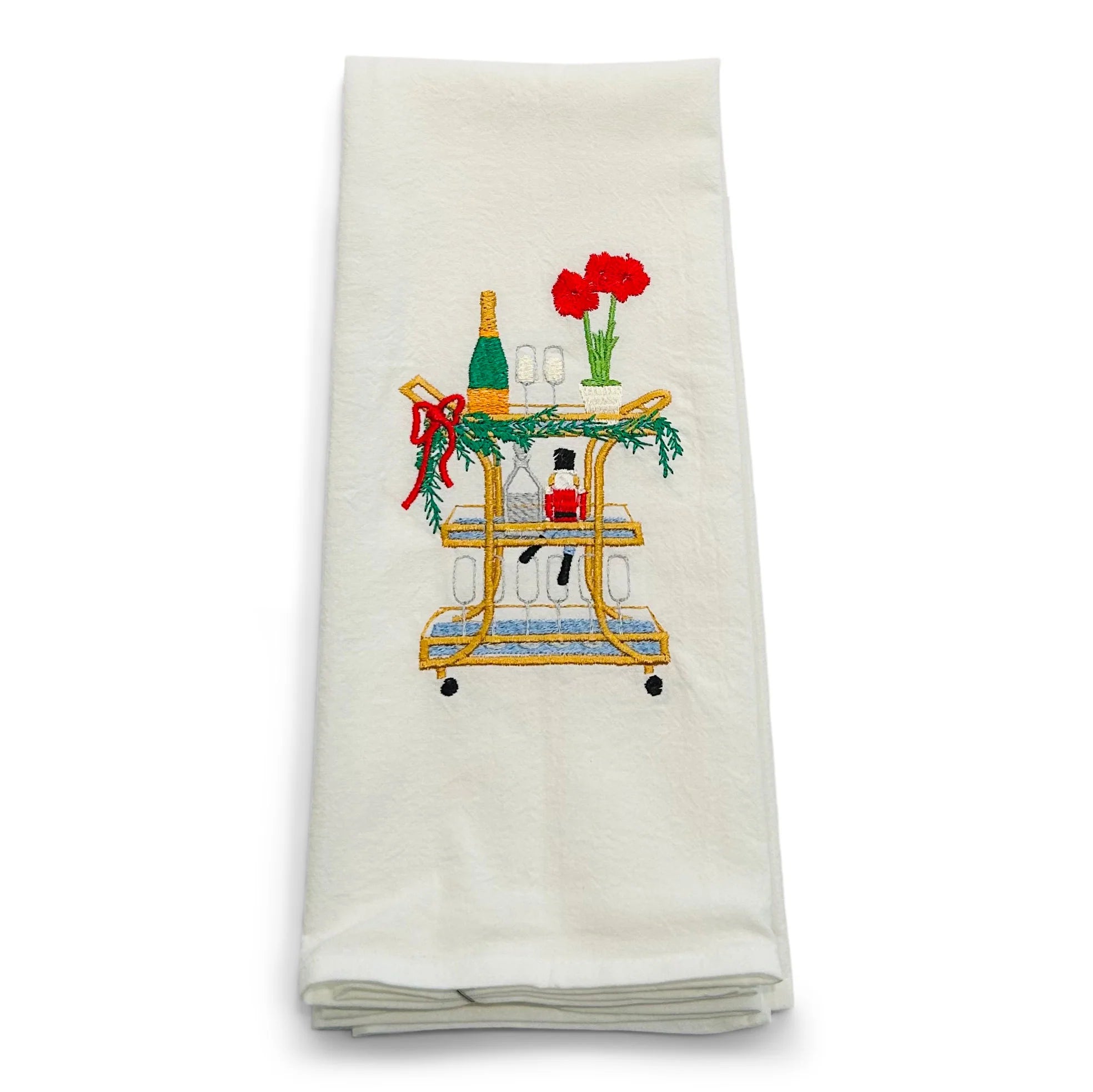 Amaryllis Holiday Bar Cart Towel
