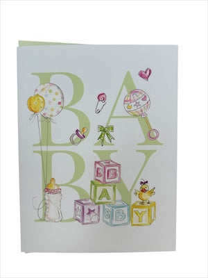 Greet Baby with Sweet Littles Handpainted Greeting Card