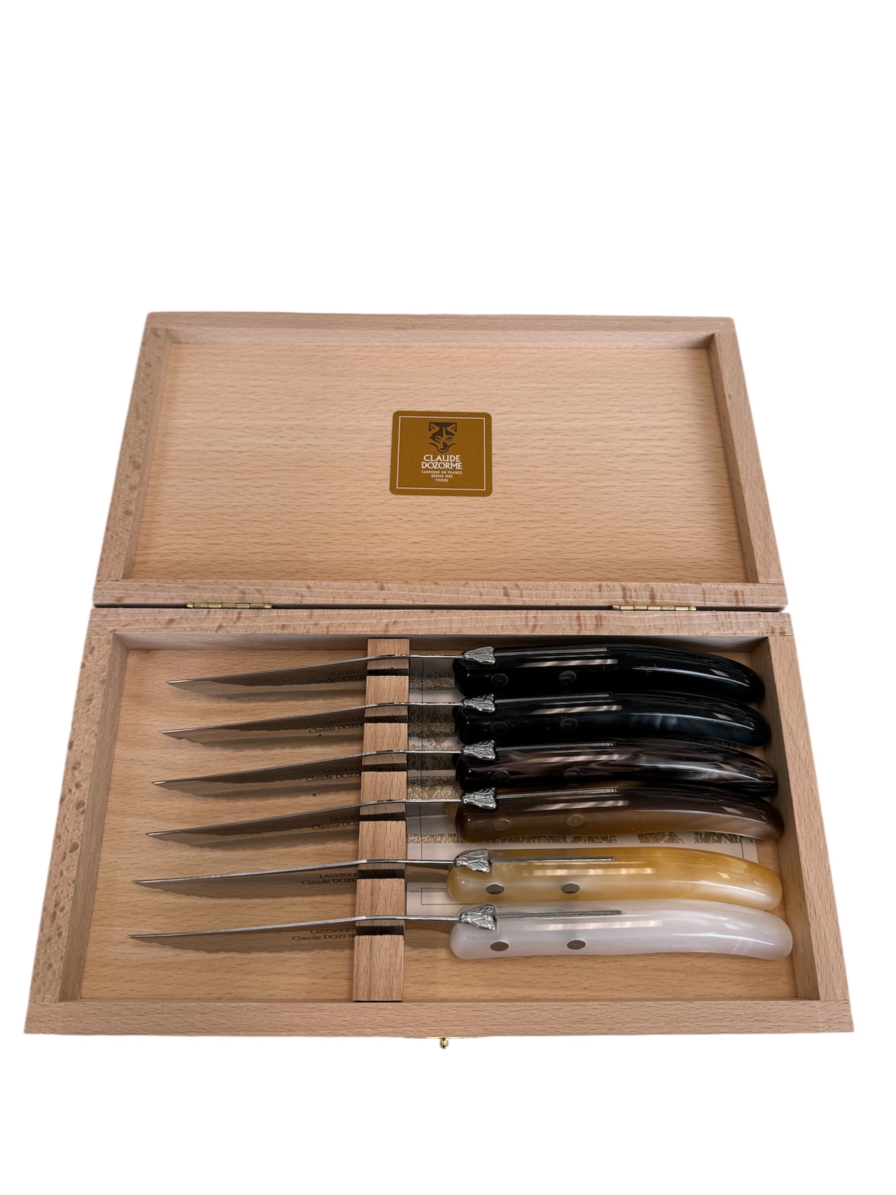 Box of 6 Berlingot Steak Knives | Grey/Brown Mixed Handles