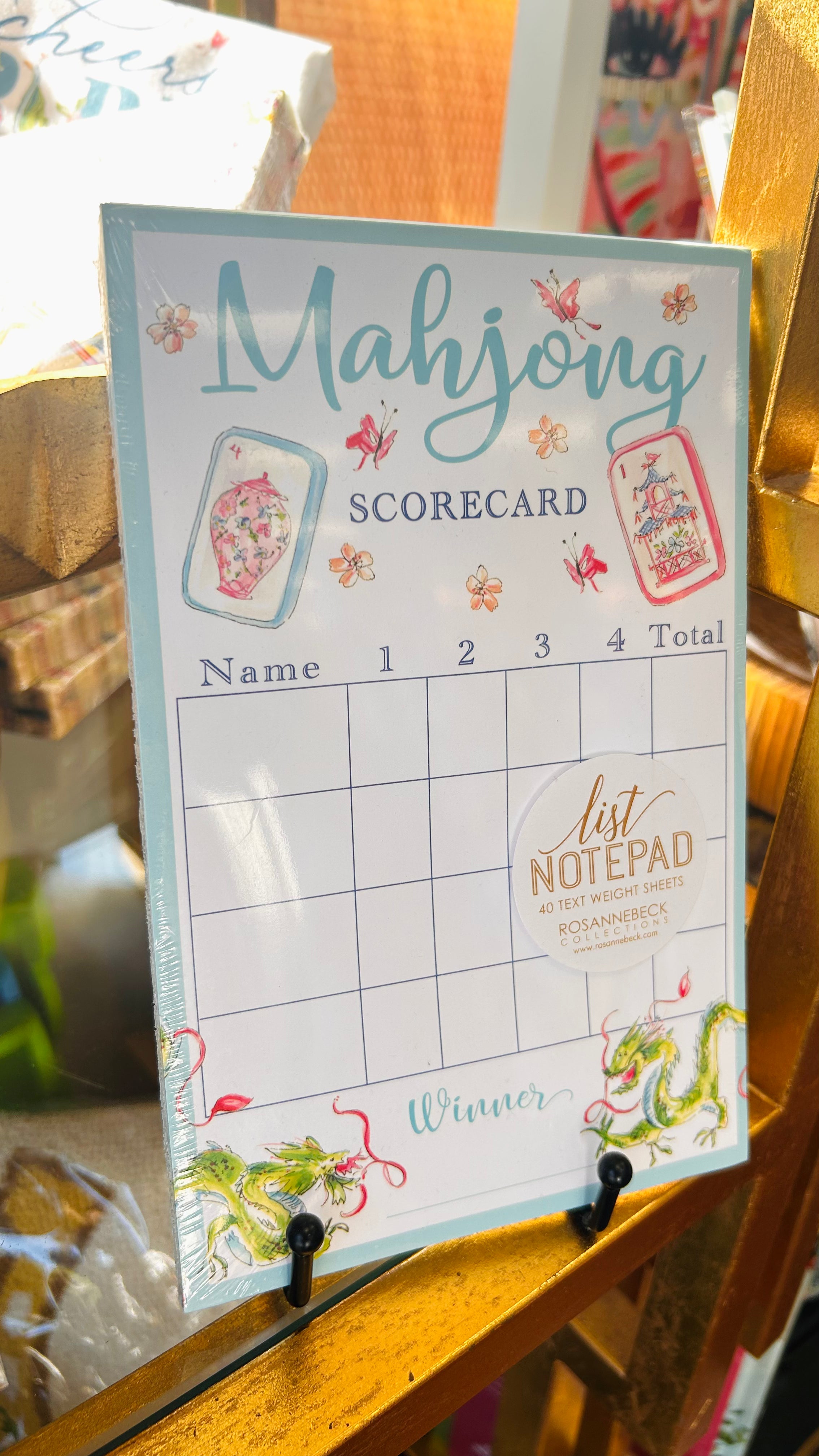 Handpainted Mahjong Scorecard Large Notepad