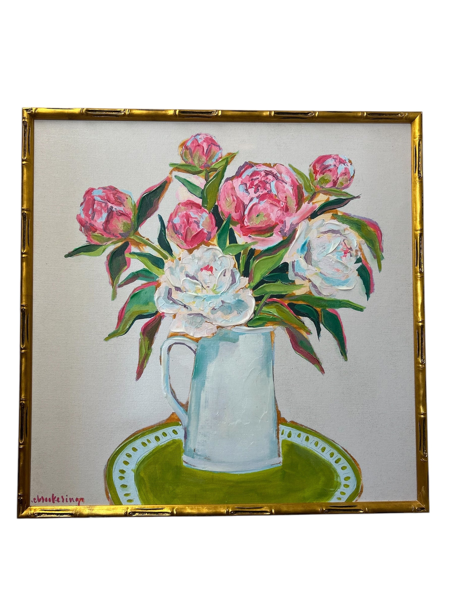 Peonies in White Vase