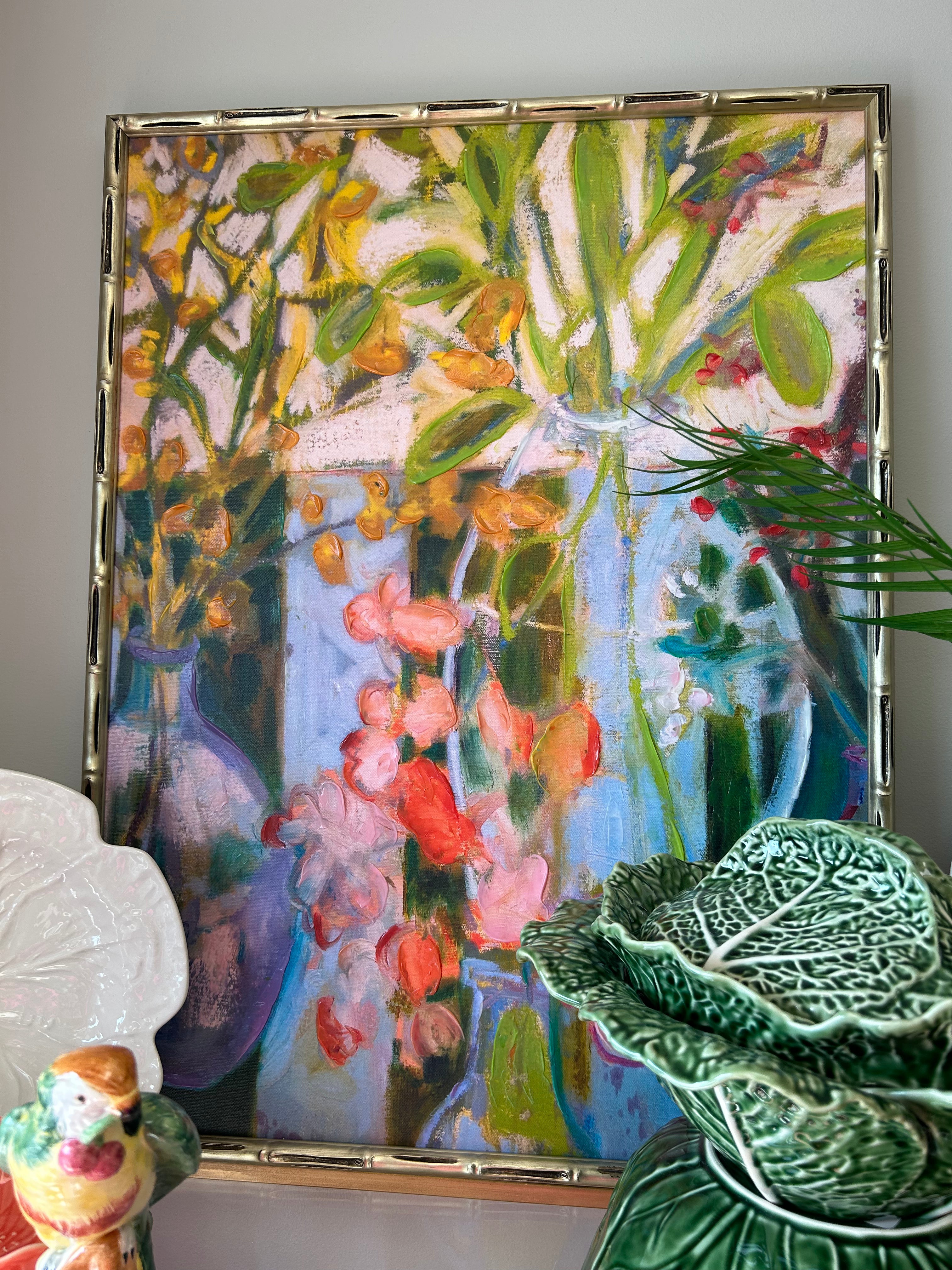 Glass Stemmed Decor Bamboo Frame