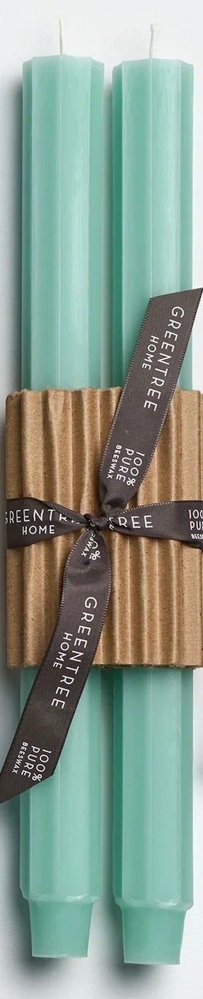 12" Fluted Church Taper Candles - Robin's Egg Blue