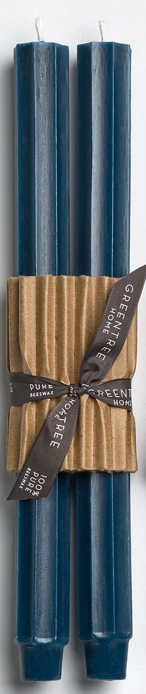 12" Fluted Church Taper Candles - Blue Slate