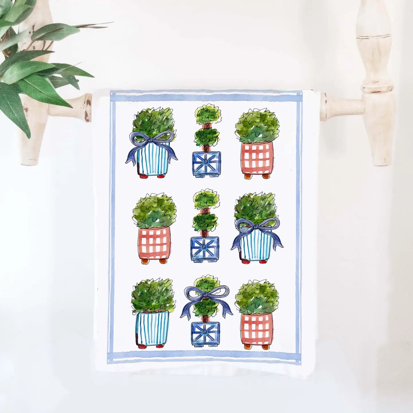Plants and Bows Tea Towel