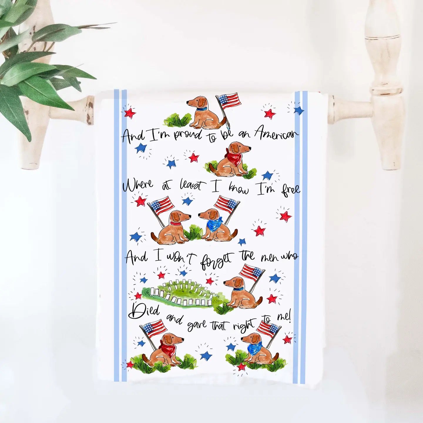 American Dog Patriotic Tea Towel