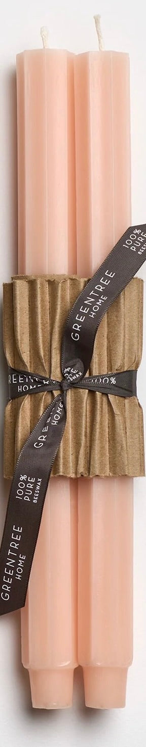 12" Fluted Church Taper Candles - Blush