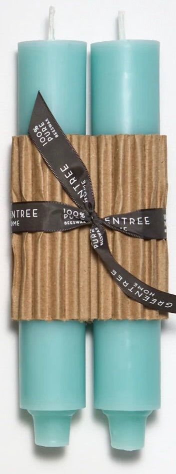 9" Pair of Column Candles - Robin's egg blue