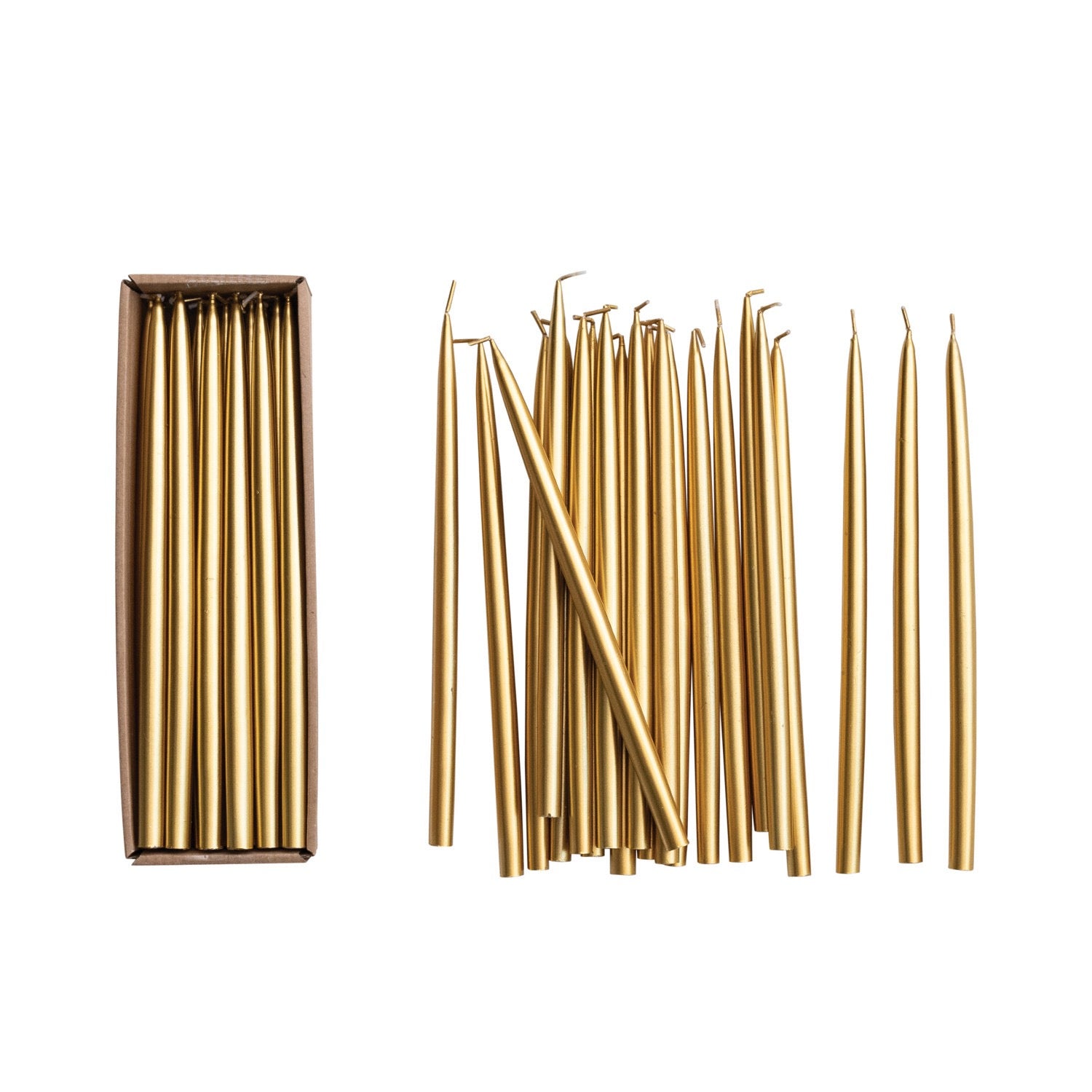 Unscented Gold Thin Taper Candles in Box