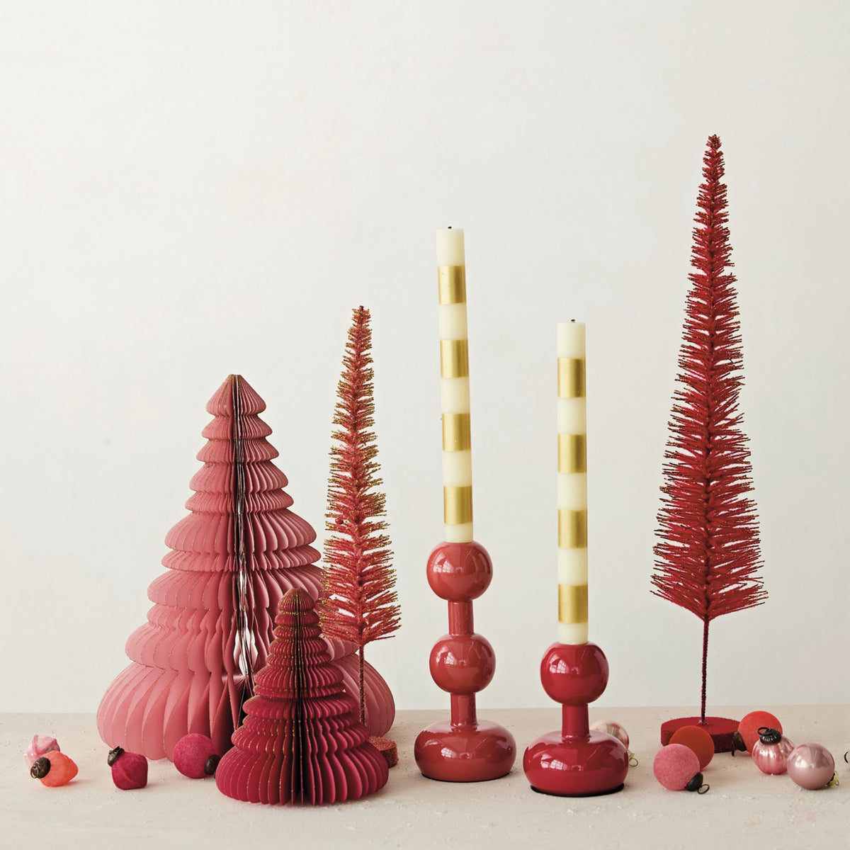 Berry Enameled Metal Ball Taper Holder