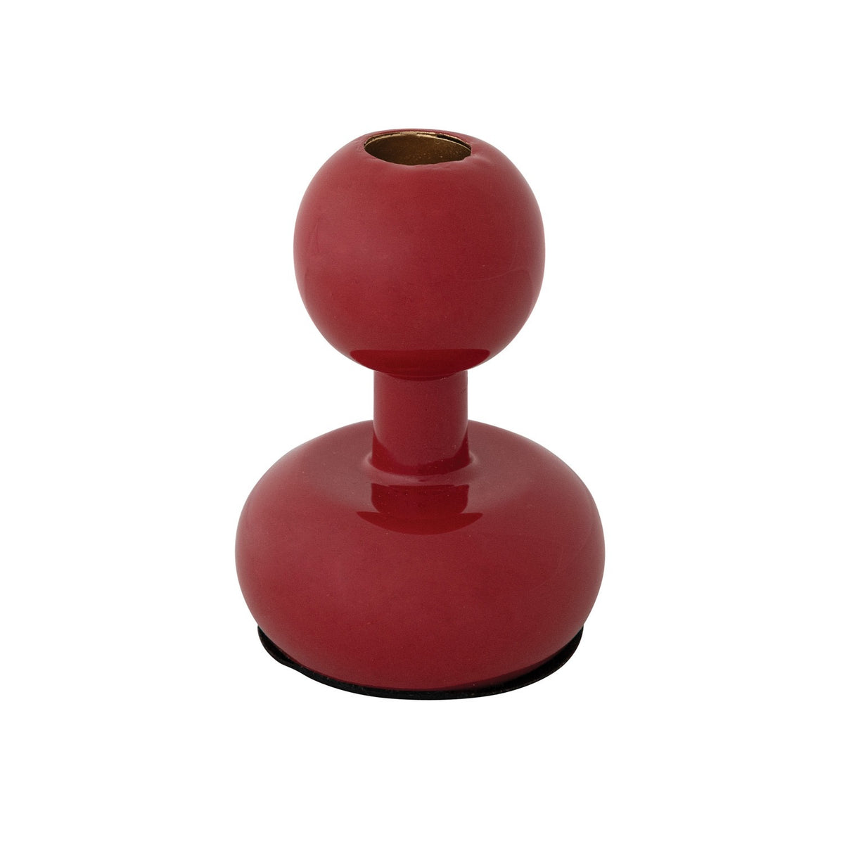 Cranberry Enameled Metal Ball Taper Holder