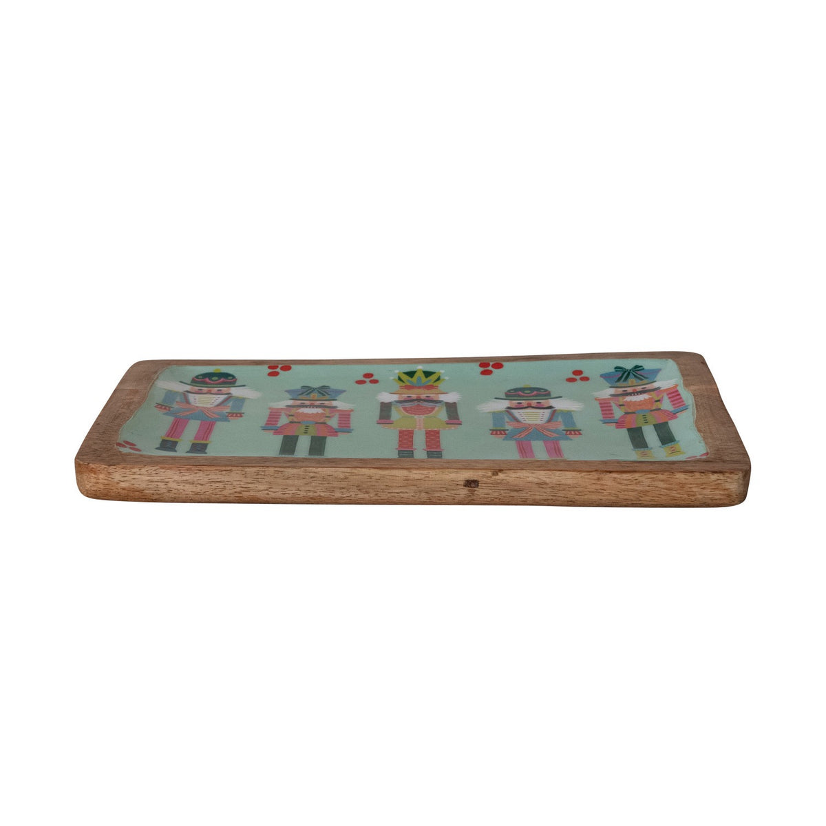 Enameled Mango Wood Tray with Nutcrackers