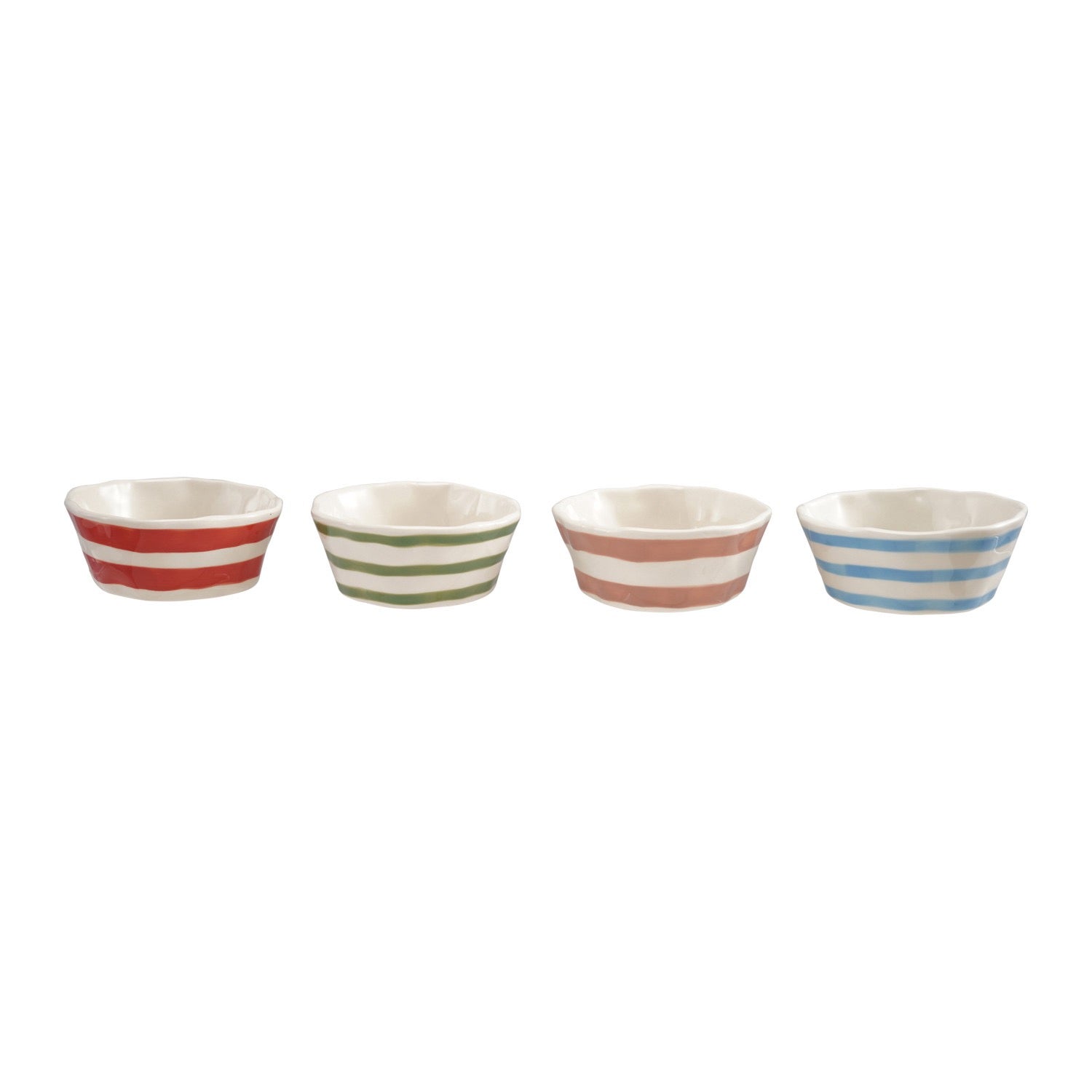 Hand-Painted Stoneware Striped Bowl