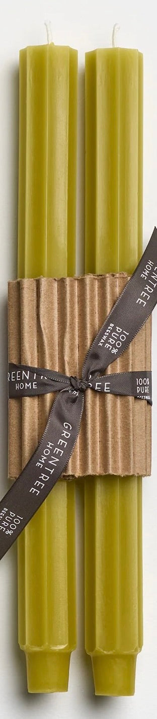 12" Fluted Church Taper Candles - Bamboo