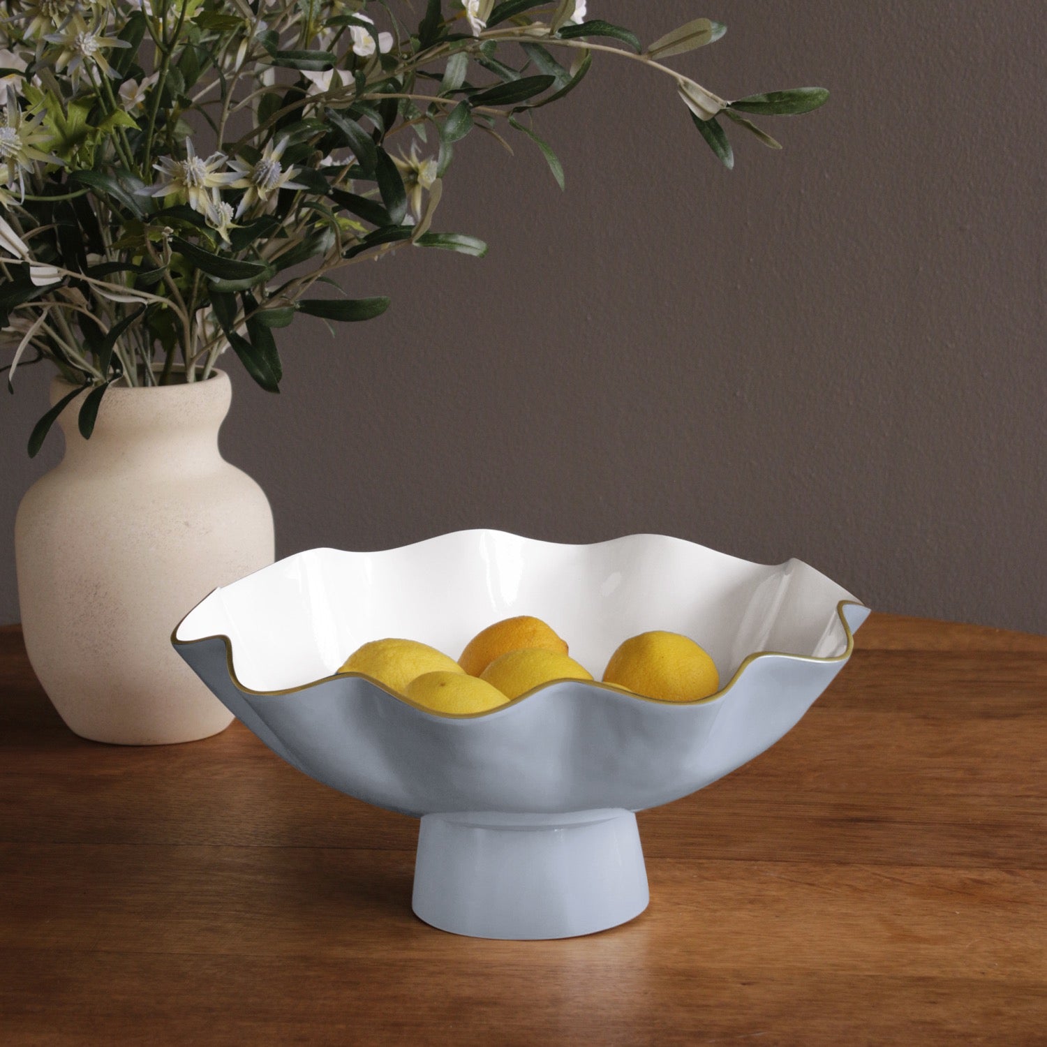 ENCANTO Carola Large Pedestal (Periwinkle and White)