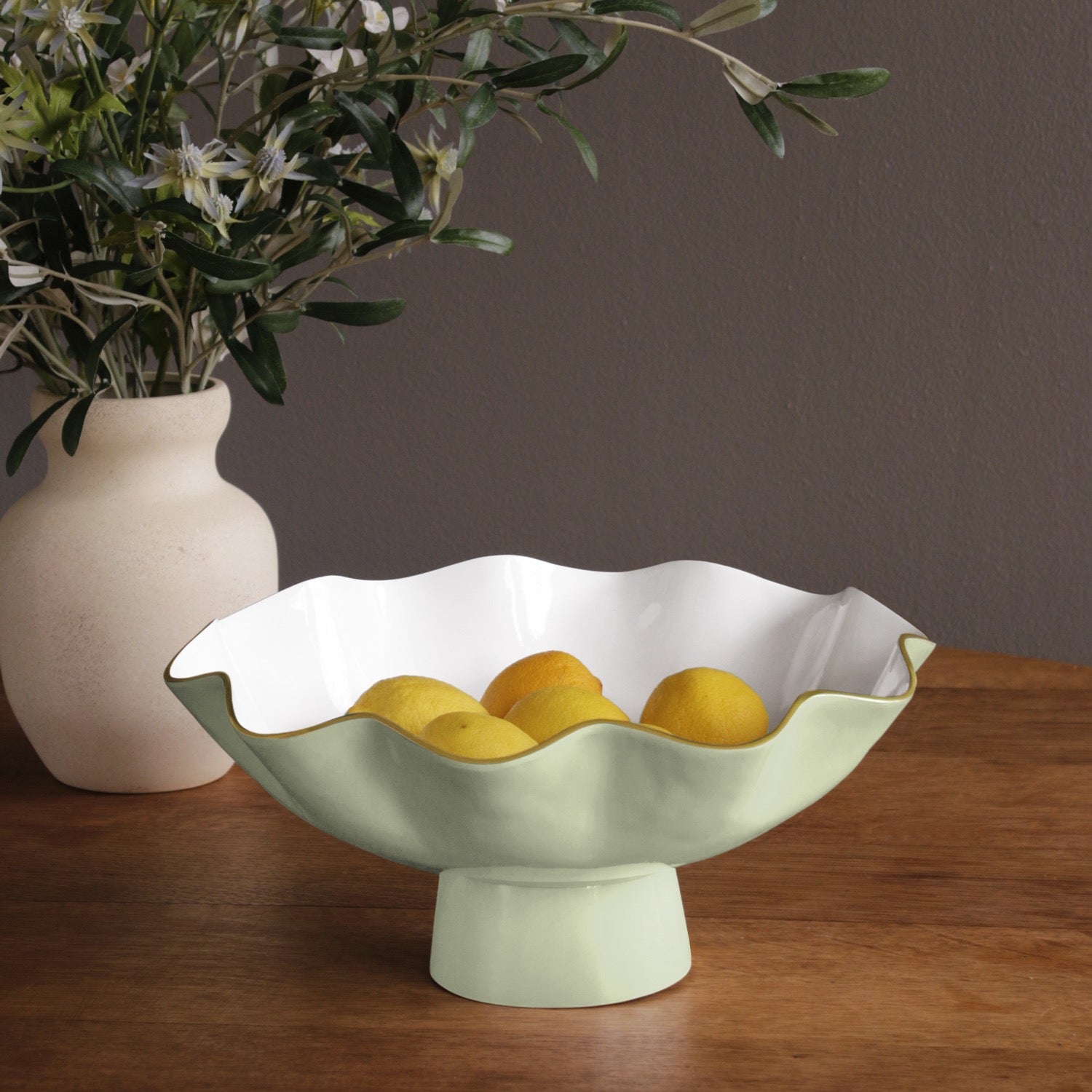 ENCANTO Carola Large Pedestal (Pistachio and White)