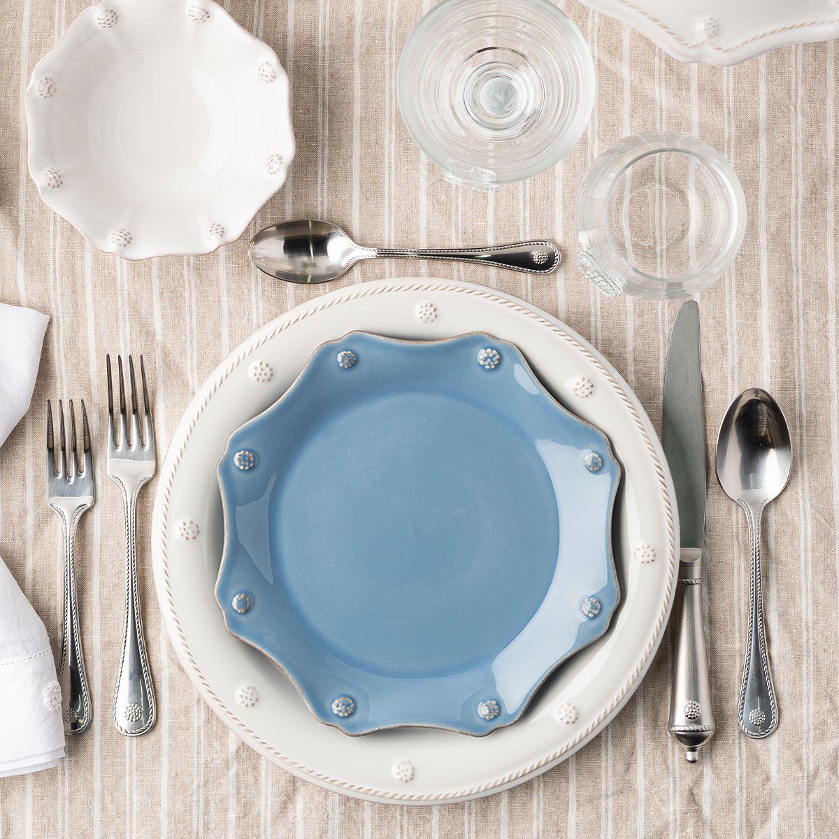 Berry & Thread Chambray Scalloped Dessert/Salad Plate