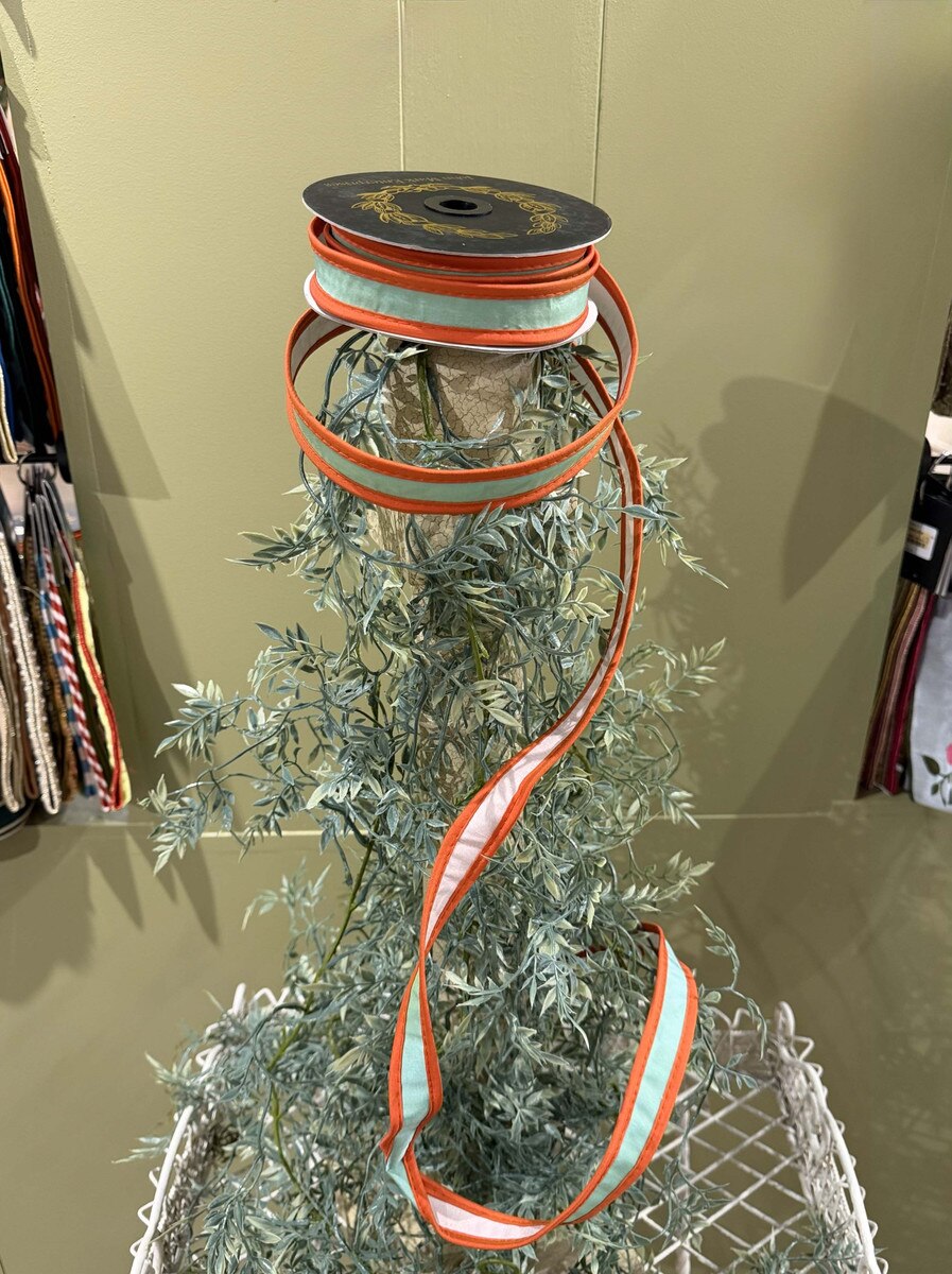 Tafetta DBL Dupion Tafetta Piping Mint/Orange Ribbon