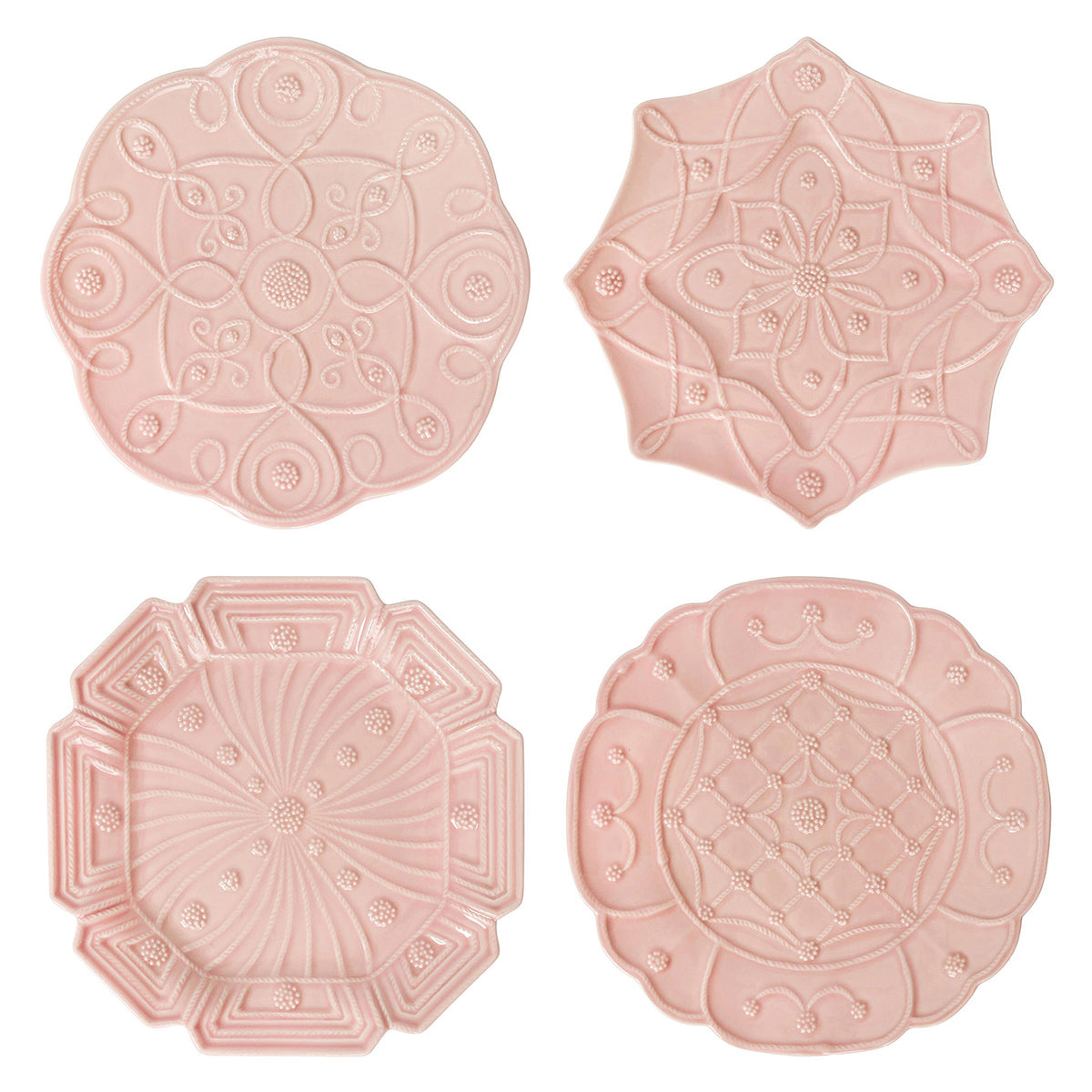 Jardins Du Monde Dessert/Salad Plate Assorted Set of 4 - Blush