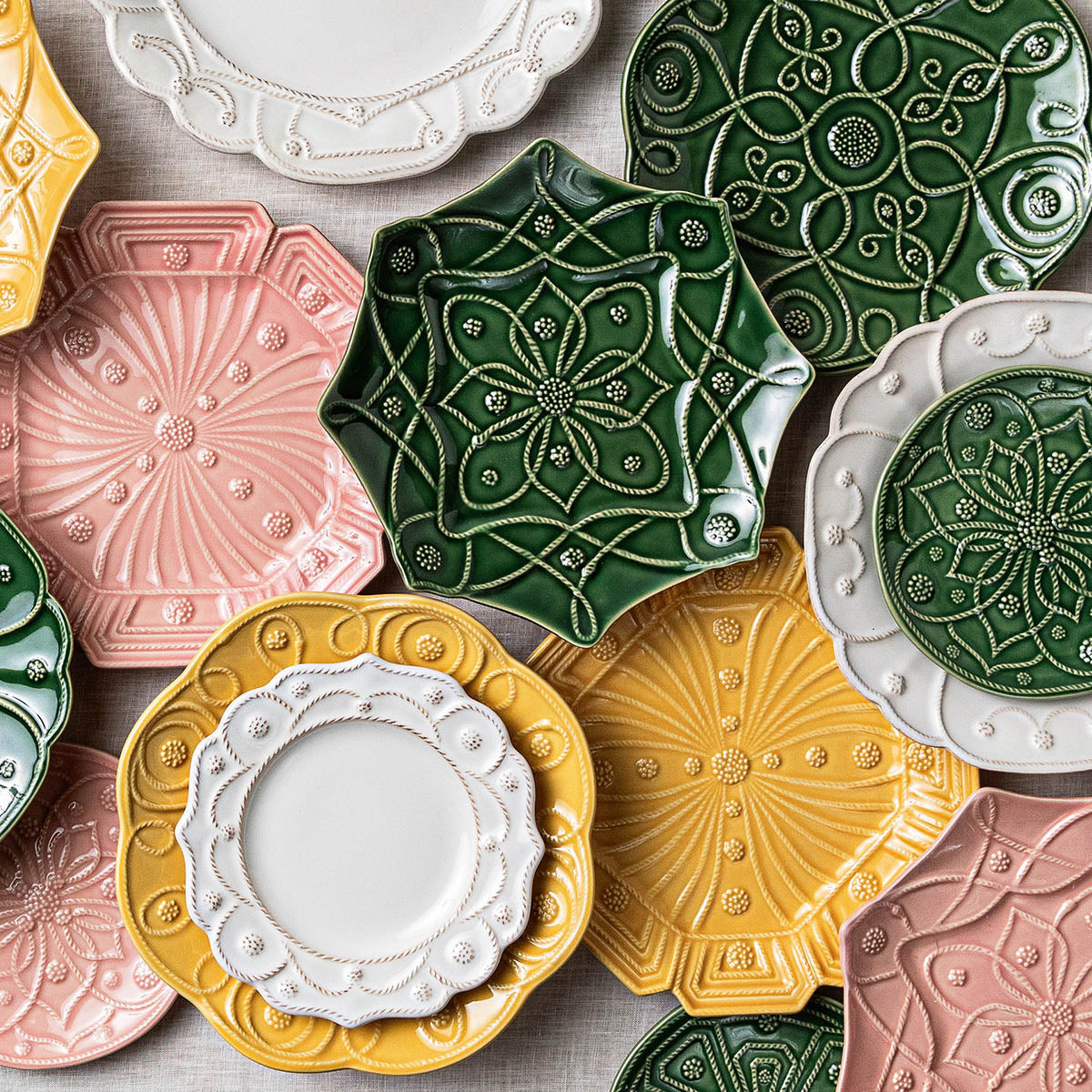 Jardins Du Monde Dessert/Salad Plate Assorted Set of 4 - Blush