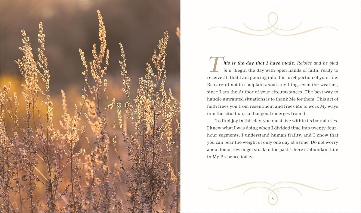 Nature scene with tall plants and a text overlay on a white background