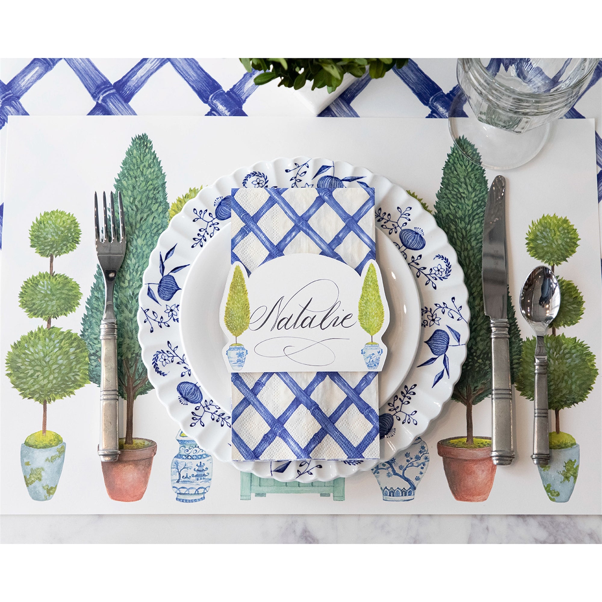 Blue Lattice Napkin